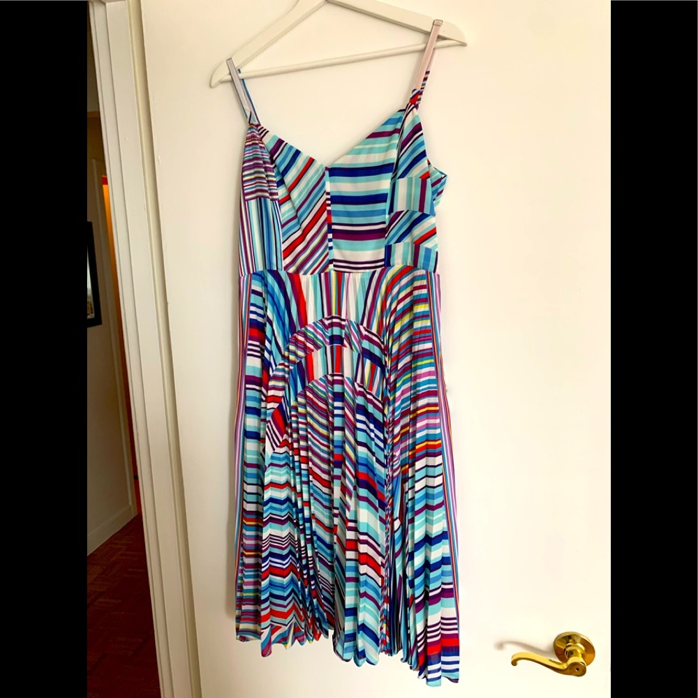 Parker pleated dress adjust straps smocked back